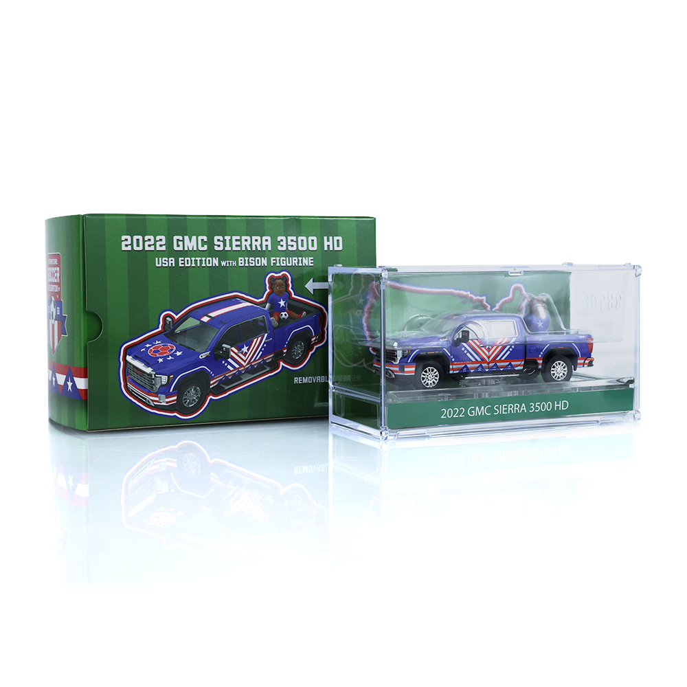 2022 GMC Sierra 3500 HD - International Soccer Celebration '26 - USA Tribute with Bison Figurine (Hobby Exclusive)