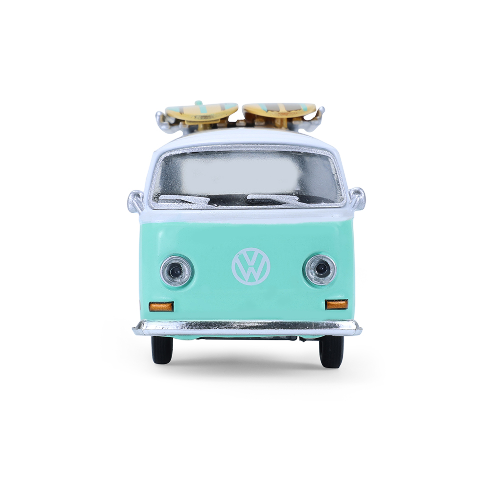 1971 Volkswagen Type 2 with surfboards and Teardrop Trailer