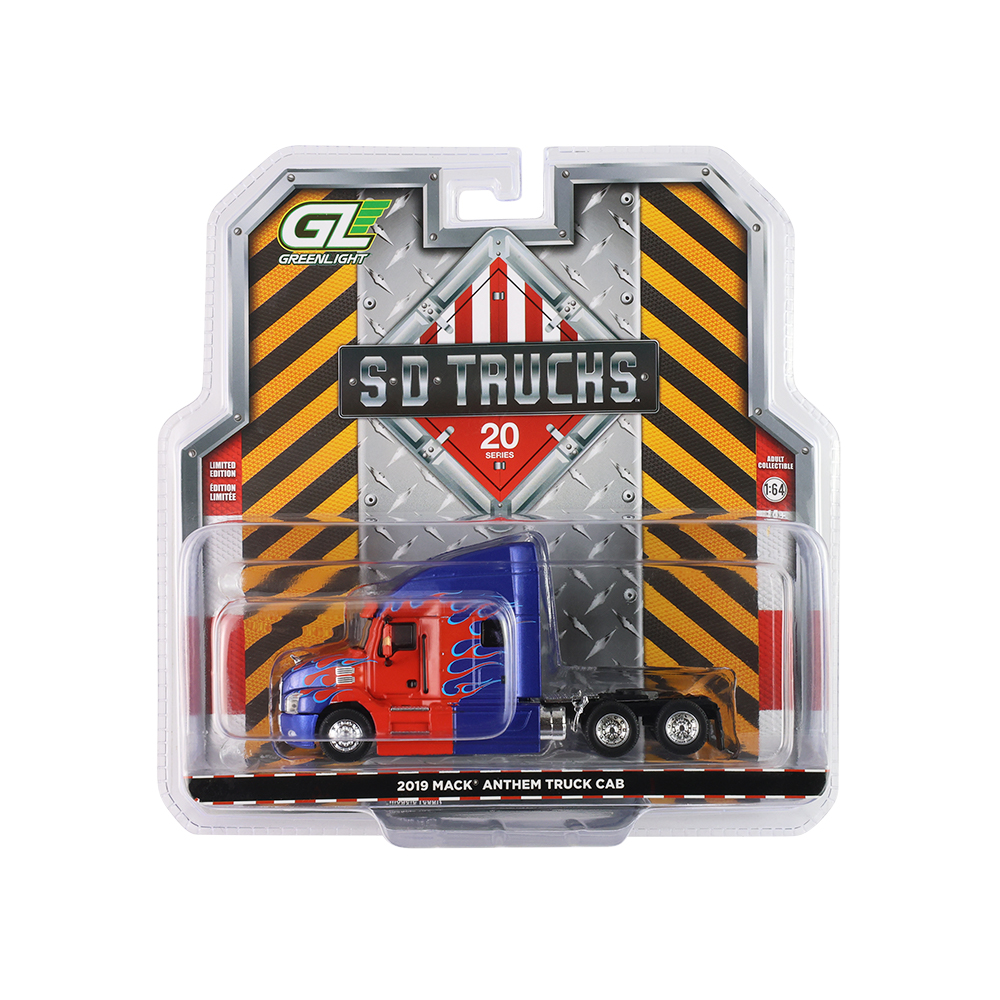 2019 Mack Anthem Truck Cab – Red &amp; Blue Flames Solid Pack